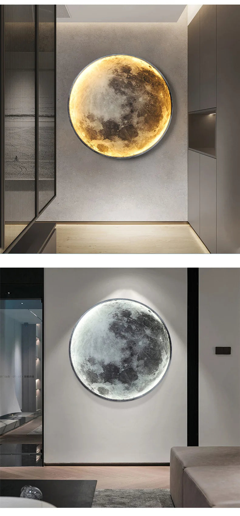 Modern Moon 3D Mural Wall Lamp Realistic LED Light Home Accessories Bedroom, Living Room Ceiling Lamp with Remote Control Decor