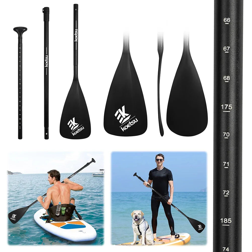 3-Piece Detachable SUP Paddle Adjustable Length Stand Up Paddleboard Paddles Aluminum Alloy SUP Surfpaddle for Canoe Kayaking