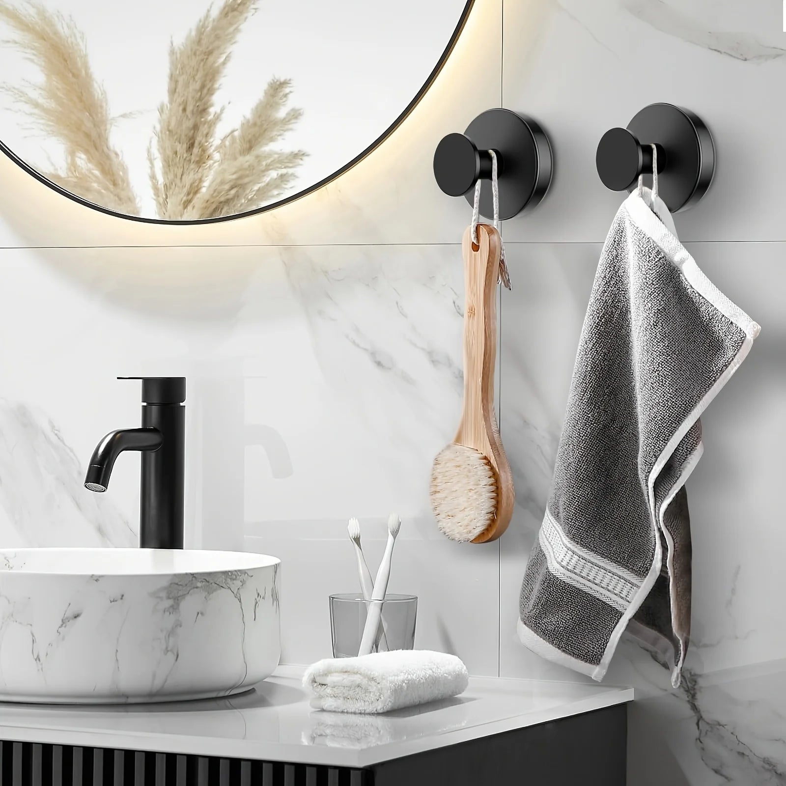 New Suction Cup Hooks Stainless Steel Waterproof Bathroom Shower Wall Mount Punch-free Reusable Strong Adsorption Hook Holders