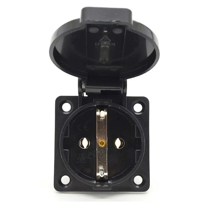 Black Blue Round Cover 50*50mm EU Industry AC Power Socket IP44 Europe Germany 16A 250V Grounding Outdoor Waterproof Socket