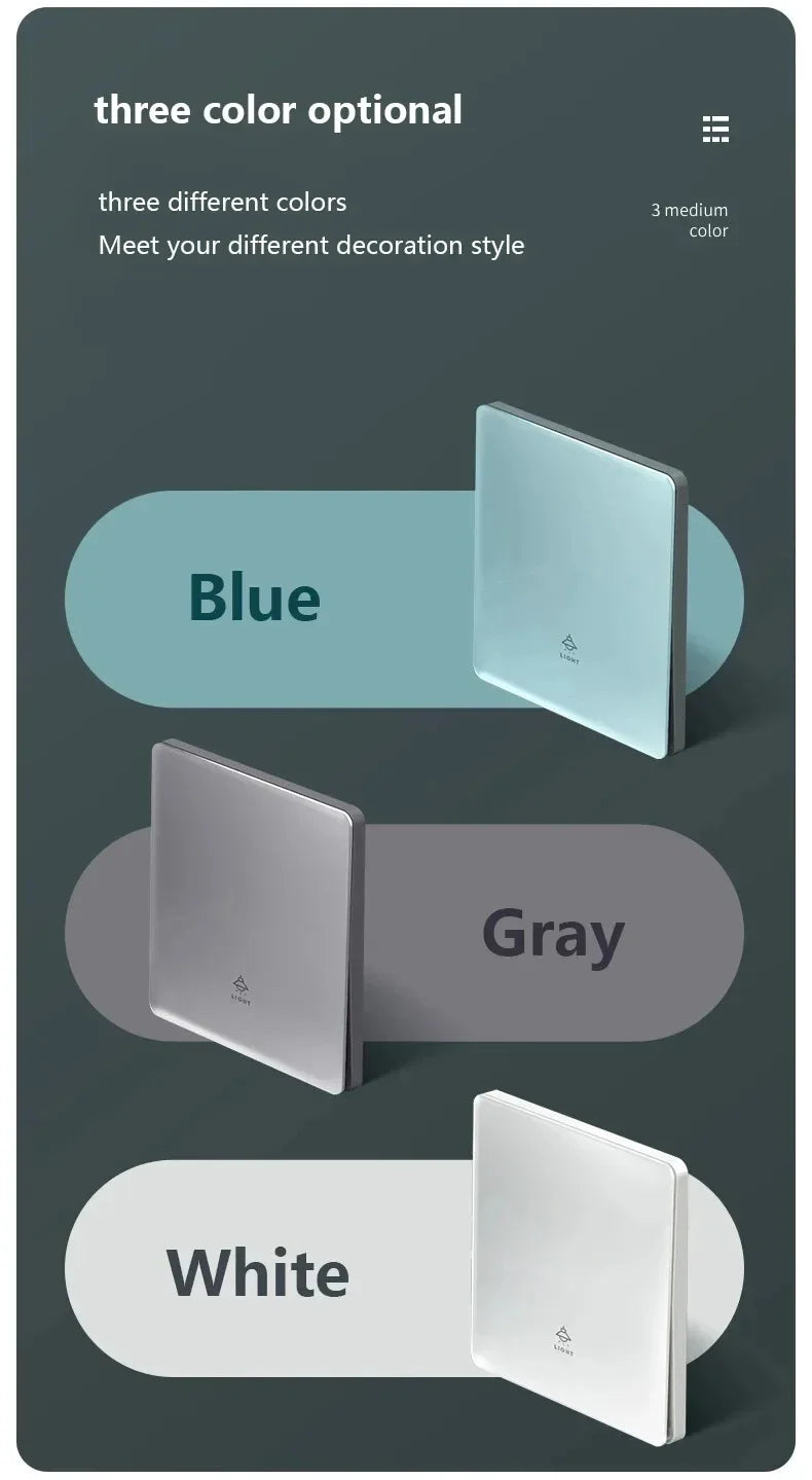 86 Type White Universal Wall Light Switch Tempered Glass EU Korea electrical Switch 220V 1/2/3/4 Gang 1/2 Way button Wall Panel