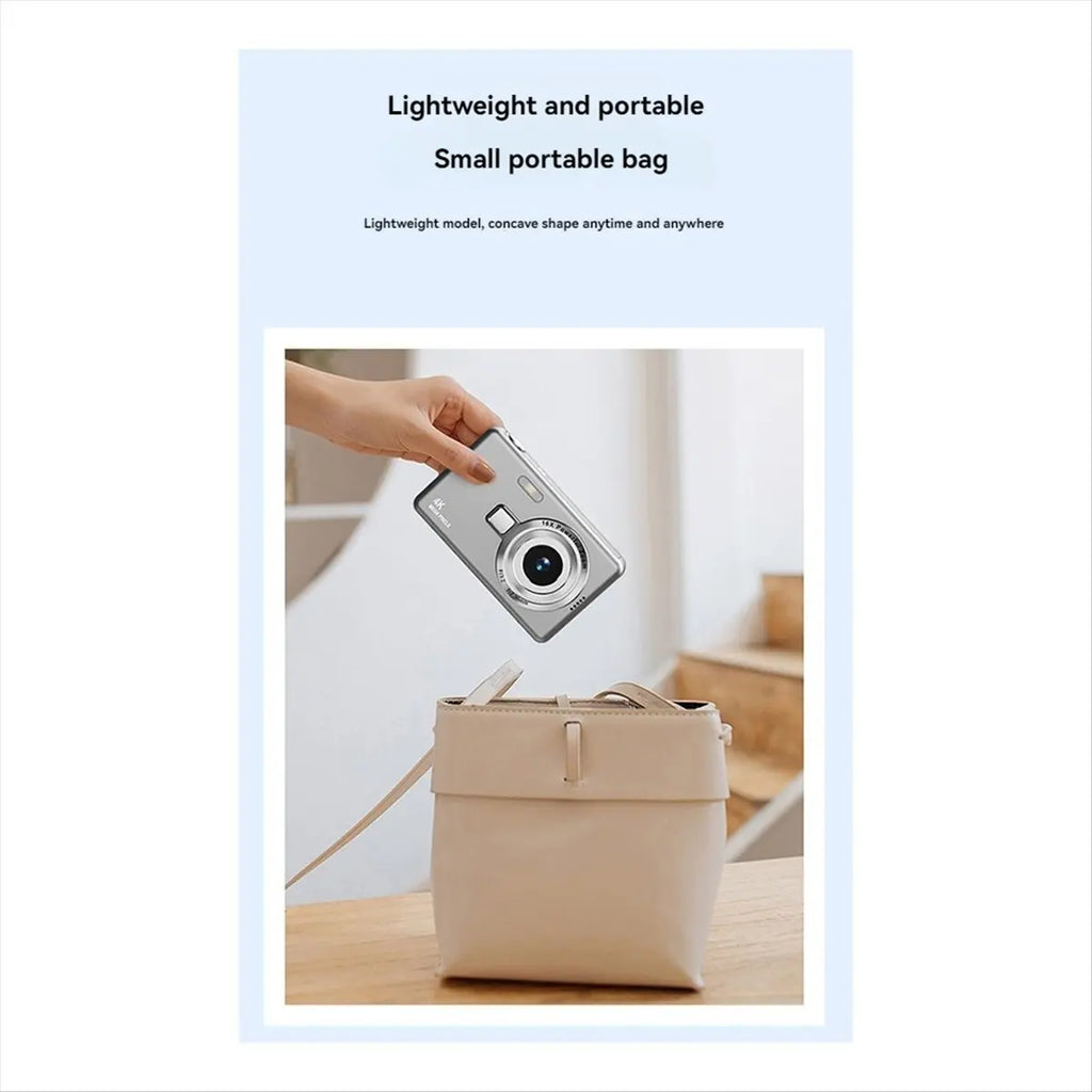 HD 1080P 96MP Digital Camera for Children - 16X Zoom, 2.4 Inch IPS Screen, Ideal for Beginner Photography Gray