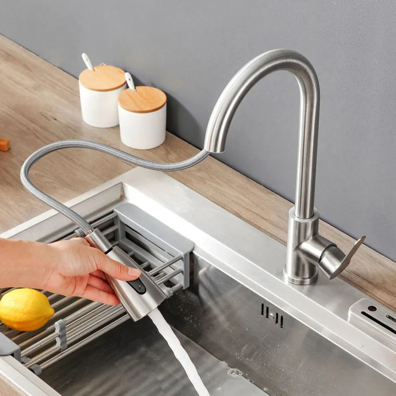 304 Stainless Steel Pull Out Kitchen Faucet 360 Rotate Shower/Stream Sprayer Head Mixer Hot and Cold Water Tap Deck Mounted