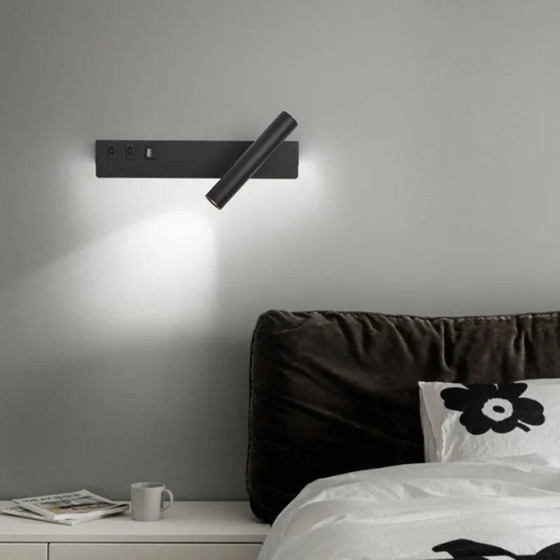 Led Wall Lights With Switch USB Rotatable Adjustable Reading Spotlight Bedroom Bedside Foyer Corridor Indoor Decor Wall Lamp