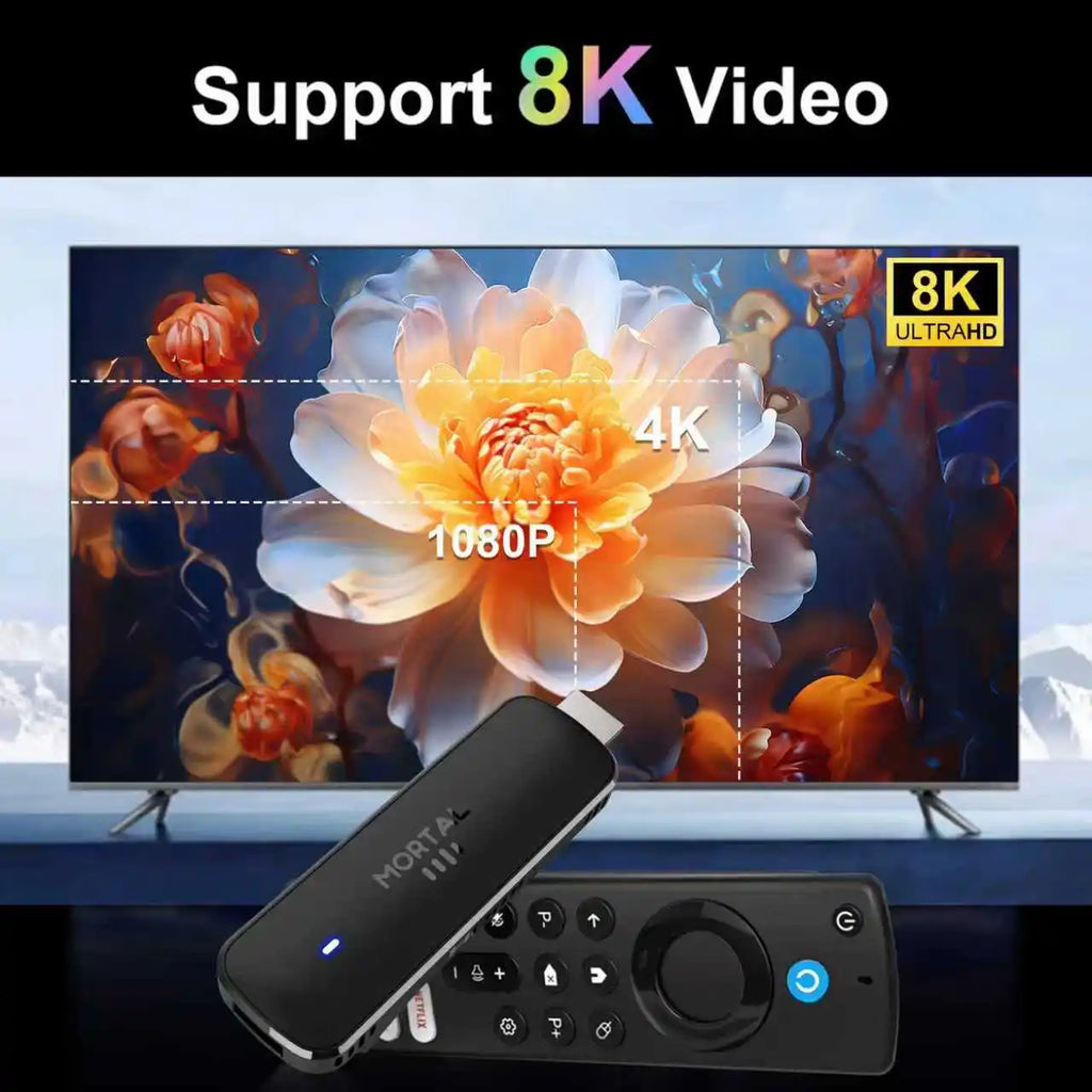 Mortal Android14 TV Stick WIFI6 Voice Control TV Stick Q8 8K Video Allwinner H313 Netflix YouTube TV Box Free Live TV Streaming