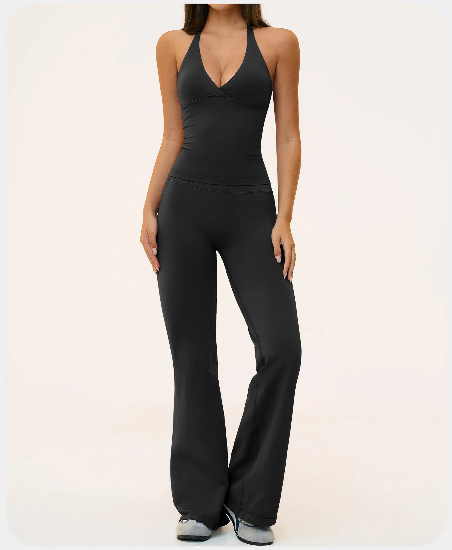 Seamless Yoga Suit 2PCS Women Tracksuit Sports Outfits Gym Workout Clothes Breathable Sports Bra Flared Pants Suit Yoga Clothing