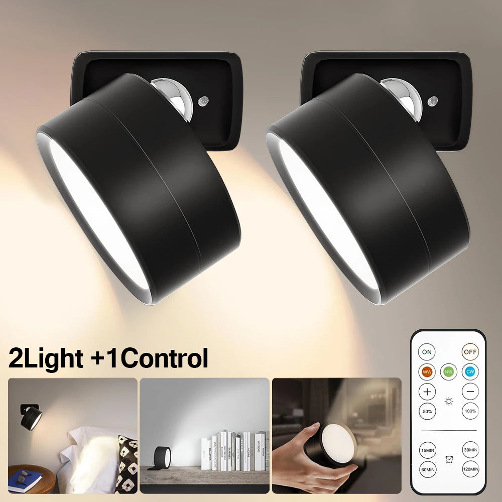 LED Wall Sconces light, 3 Brightness Levels 3 Color Modes Wall Lights Battery Operated 360° Rotatable Touch Control Wall lamp
