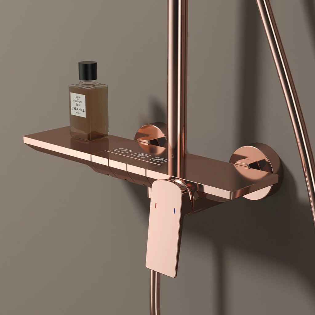 Rose Gold Piano Bathroom Shower System Solid Brass Bathroom Faucet Accessories Rain Shower Head Hot Cold Piano Shower Set