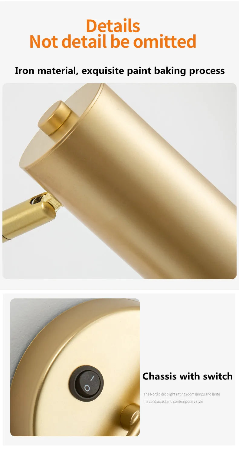Modern Rotatable Wall Lamp Living Room Background LED Wall Light Bedroom Bedside Light Aisle Long Pole Switch Lamp
