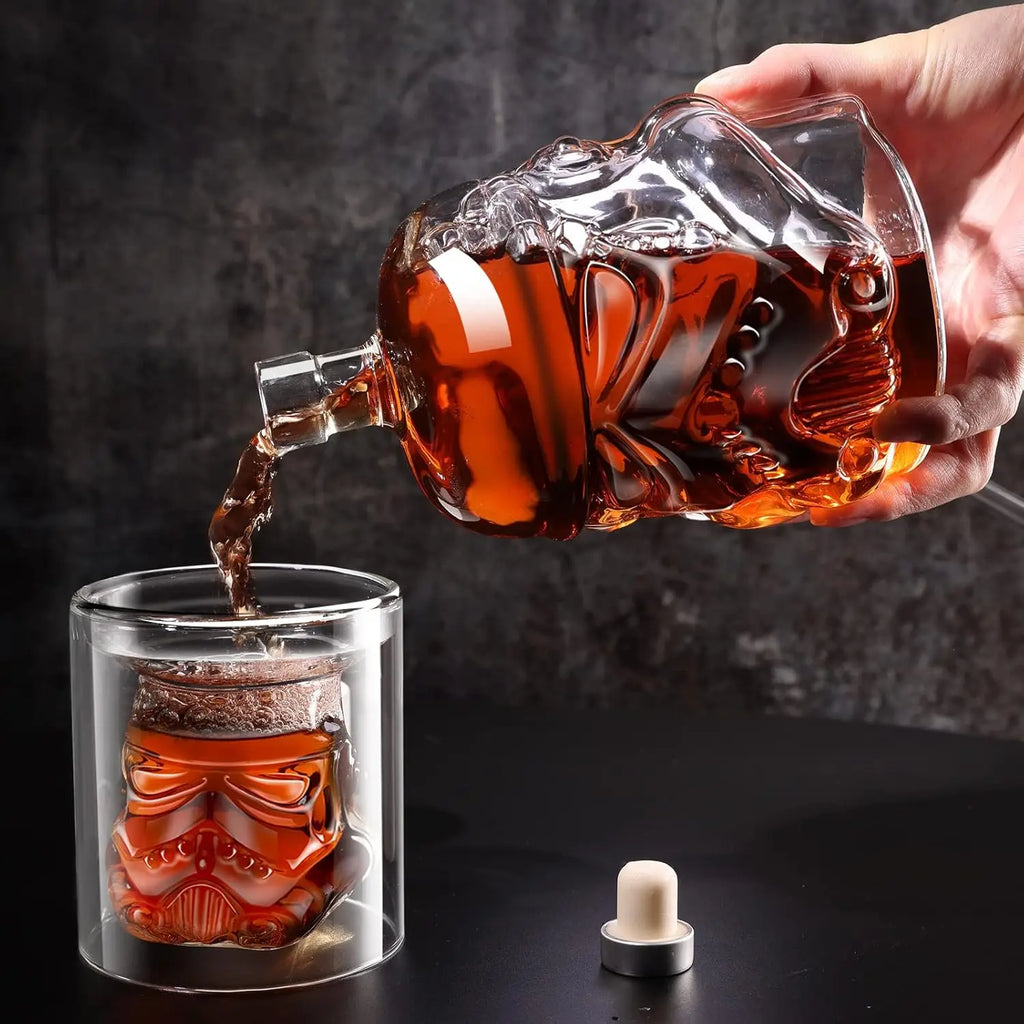 Glass Whiskey Decanter Transparent Creative Dispenser Flask Carafe for Wine Scotch Bourbon Vodka Gift Package for Men