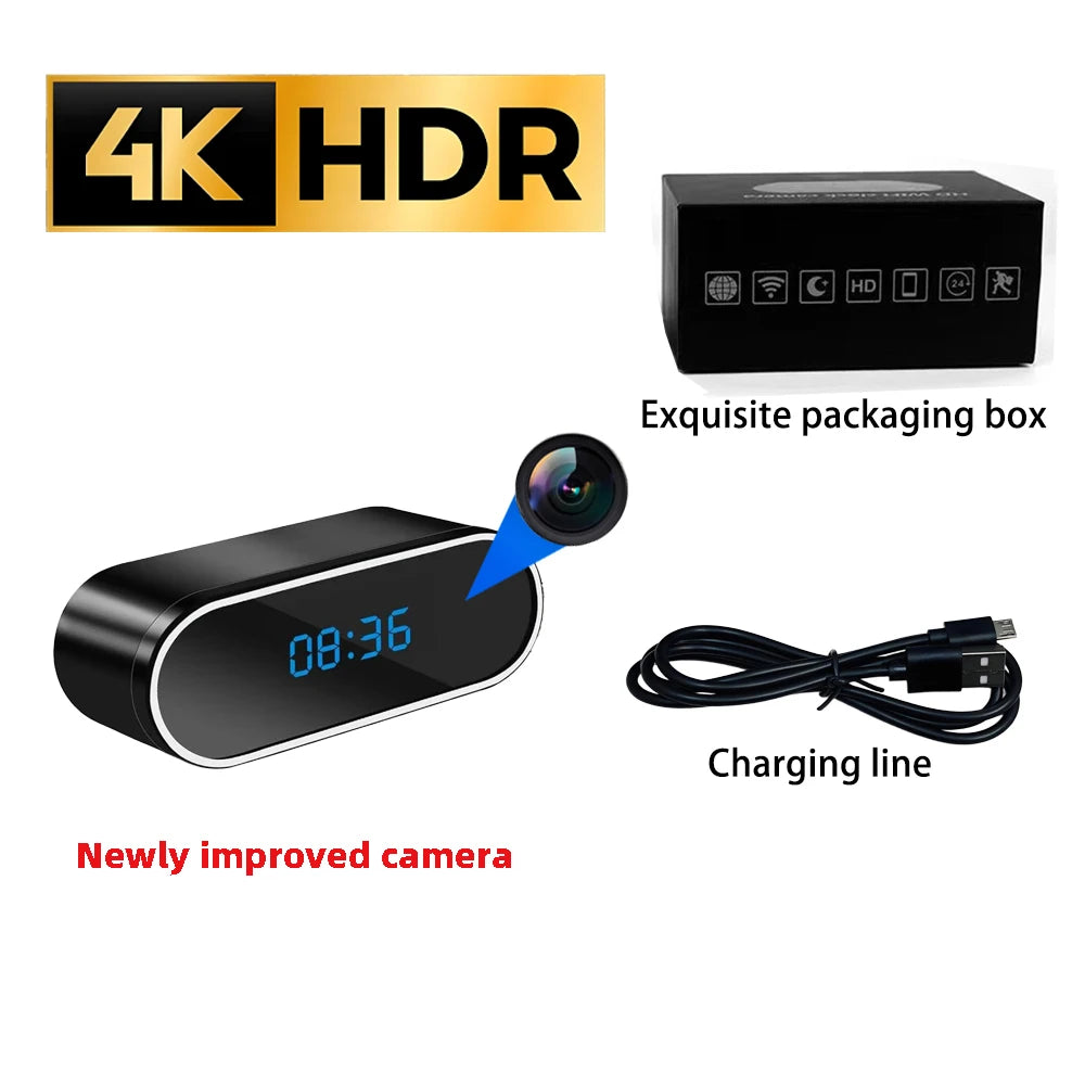 HD4K， New Wi Fi Mini Clock Camera, Upgraded Remote Viewing, Sports Detection, Infrared Night Vision, Home HD Camera