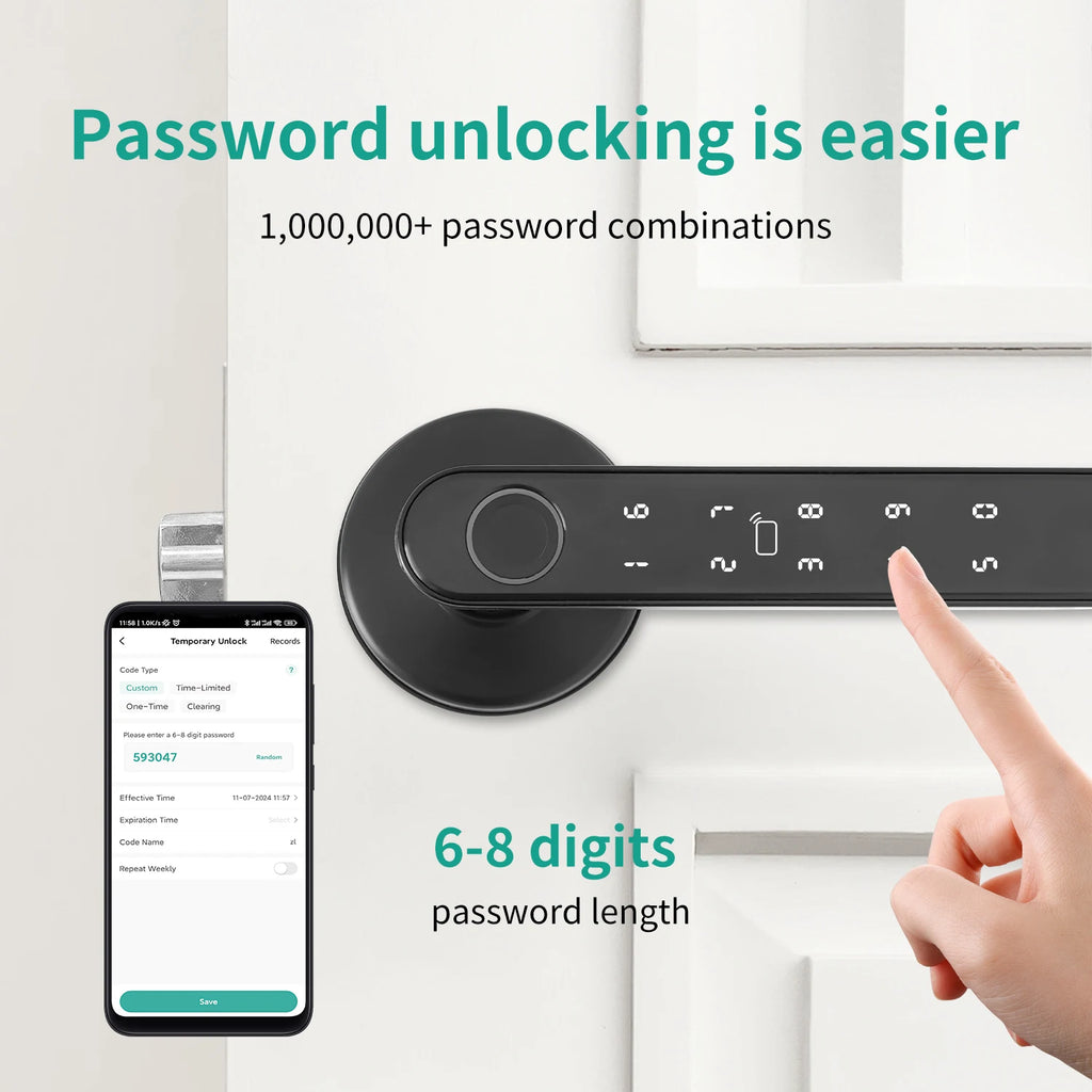 Electronic Lock With Fingerprint Password IC Card Unlock APP Remote Control Smart Door Locks Tuya Smart Home Security