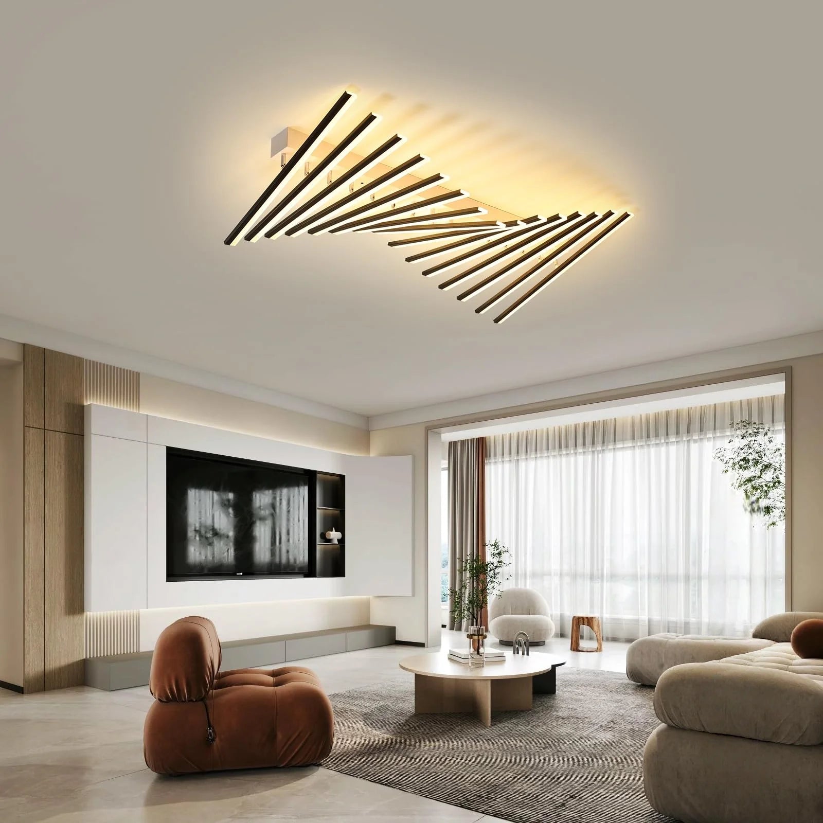 Modern LED Suitable for Living Room Pendant Lights With Remote Control Indoor Bedroom Office Lighting Long Strip Ceiling Lights
