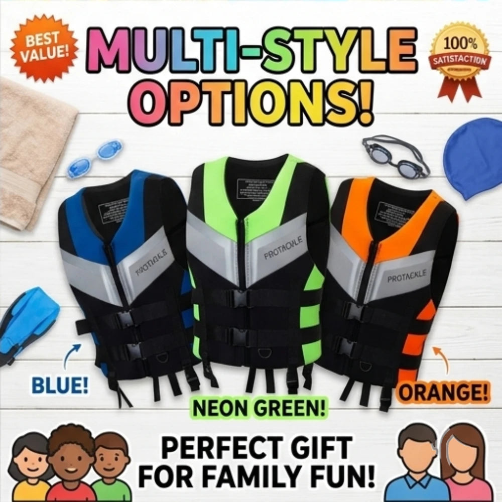 Professional Water Sports Life Jacket For Adults And Children Adjustable Buckle Vest For Swimming Snorkeling Safety Aid 240D