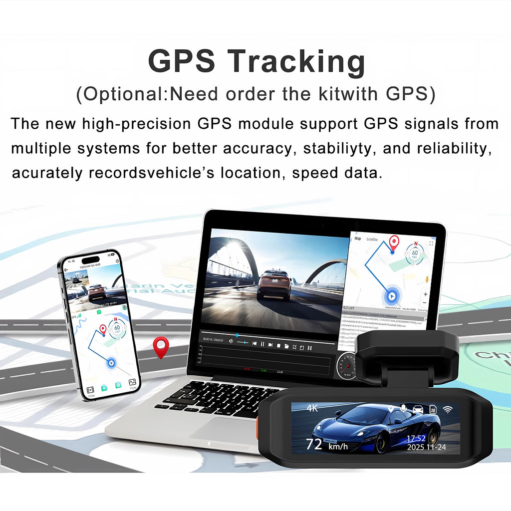 UHD 4K 3840*2160P Dash Cam ADAS WiFi GPS Front 4K Rear 2.5K DVR Video Recorder 24H Night Vision Dash Cam Car Camera Black Box