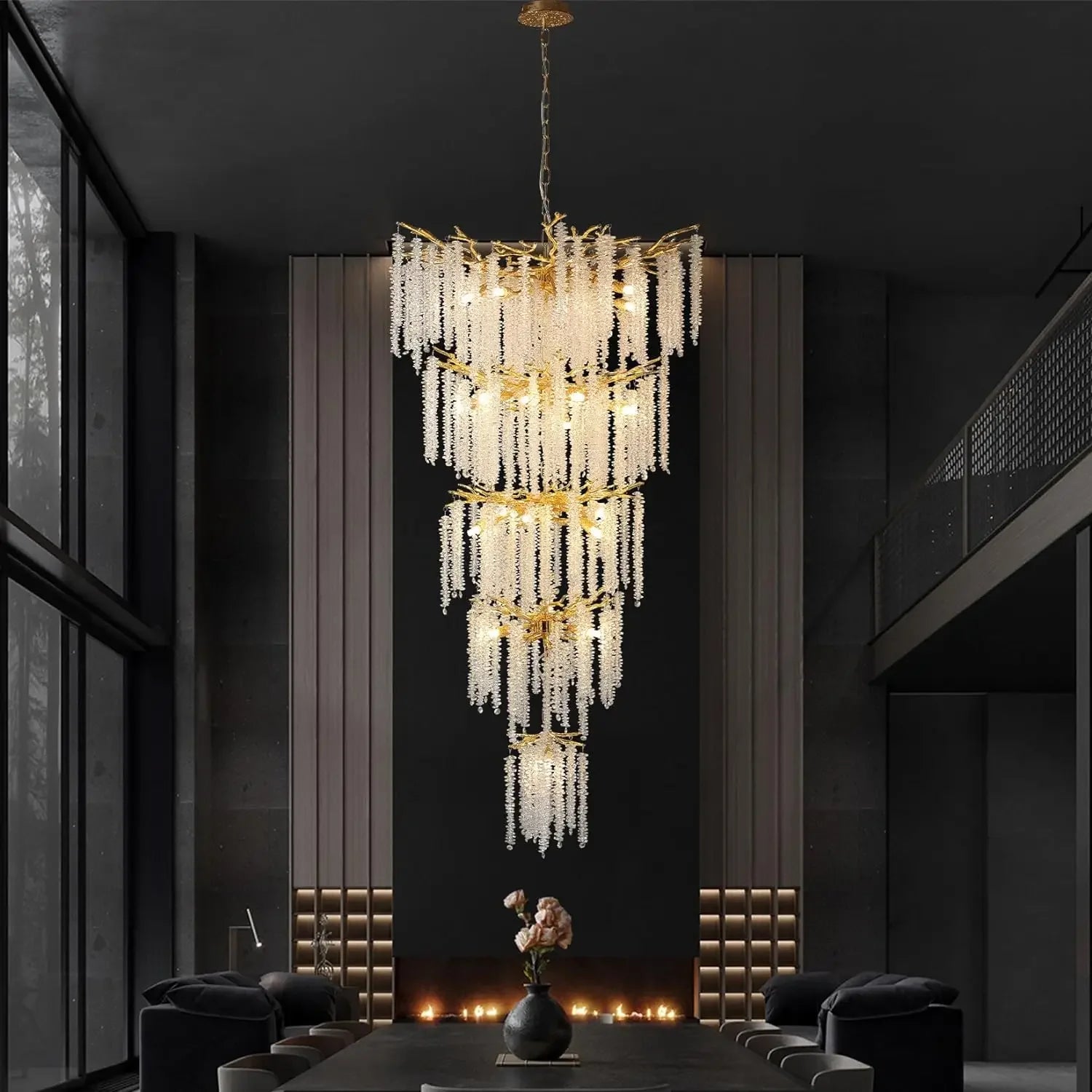 Modern light luxury living room crystal chandelier dining room bedroom French crystal lamp artistic decoration branch lamp