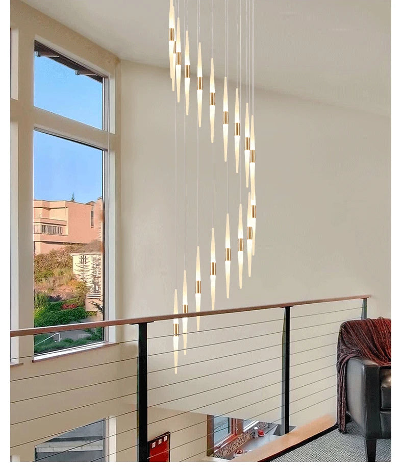 Led Pendant Lamps for Stairs Attic Living Room Bedroom Kitchen Staircase Ceiling Lighting Indoor Home Decoration Long Chandelier