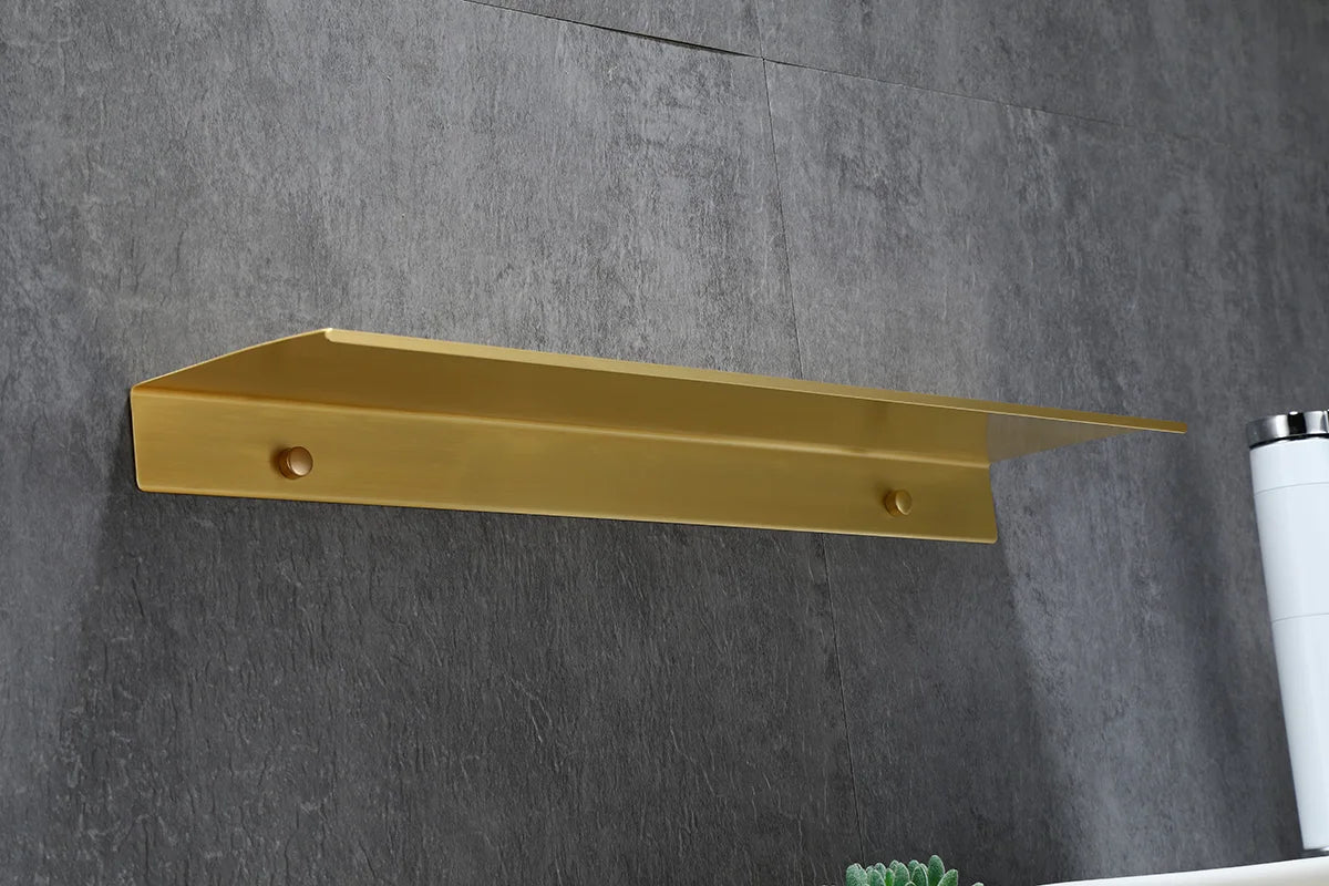 Brushed Gold Metal Bathroom Shelf Wall Storage Rack Washstand Drilling Large Wall Shelf for Storage 30/40/50cm Length Holder