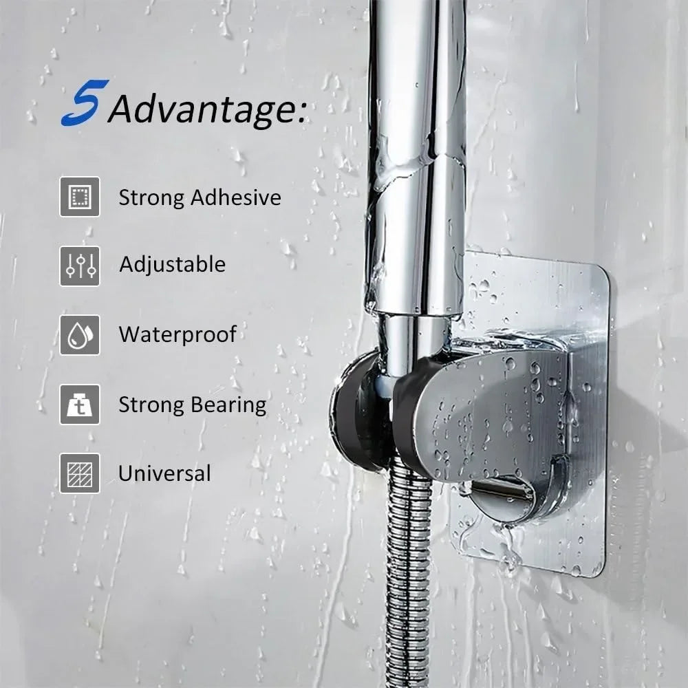 Household Adjustable Shower Bracket Self Adhesive Bathroom Accessories Punch Free Universal Showerhead Holder Wall Mounted