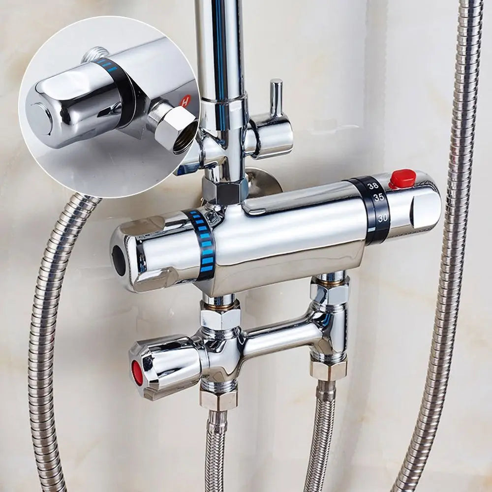 Exposed Bar Shower Mixer Valve Tap Bar Wall Mounted Chrome 1/2 Home Bathroom Modern Bathroom Accessories