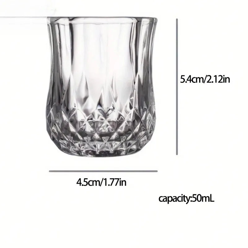 50mL Crystal Cut Glass Cup, Reusable, Suitable For Whiskey & Liquor, Glass Glassware, For Home Bar, KTV
