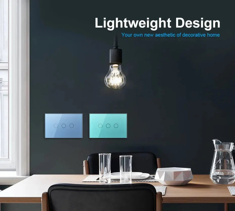 Livolo US/AU Standard Wall Touch Switch Crystal Glass Panel Touch Control Light Switch AC 110~250V/50~60Hz
