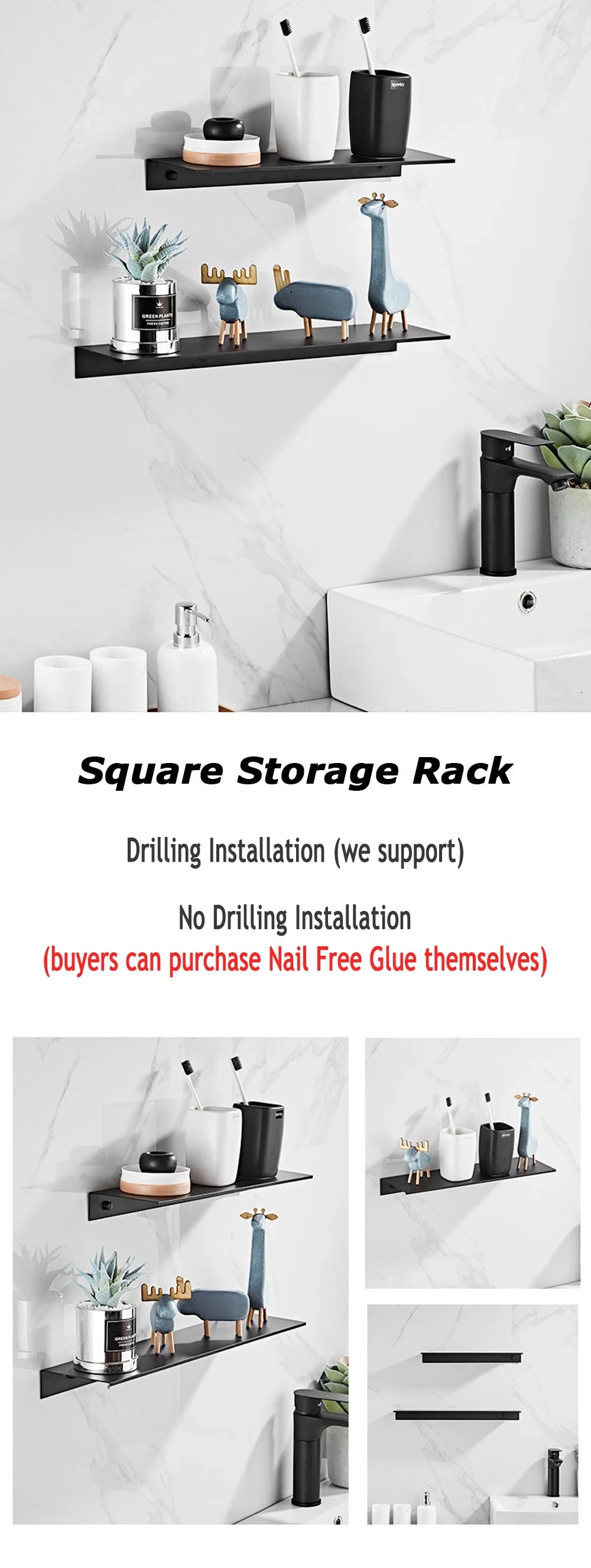30/40/50CM Bathroom Shelf Aluminum Floating Shelves for Wall Mounted Shower Organiser Kitchen Storage Rack Bathroom Accessories
