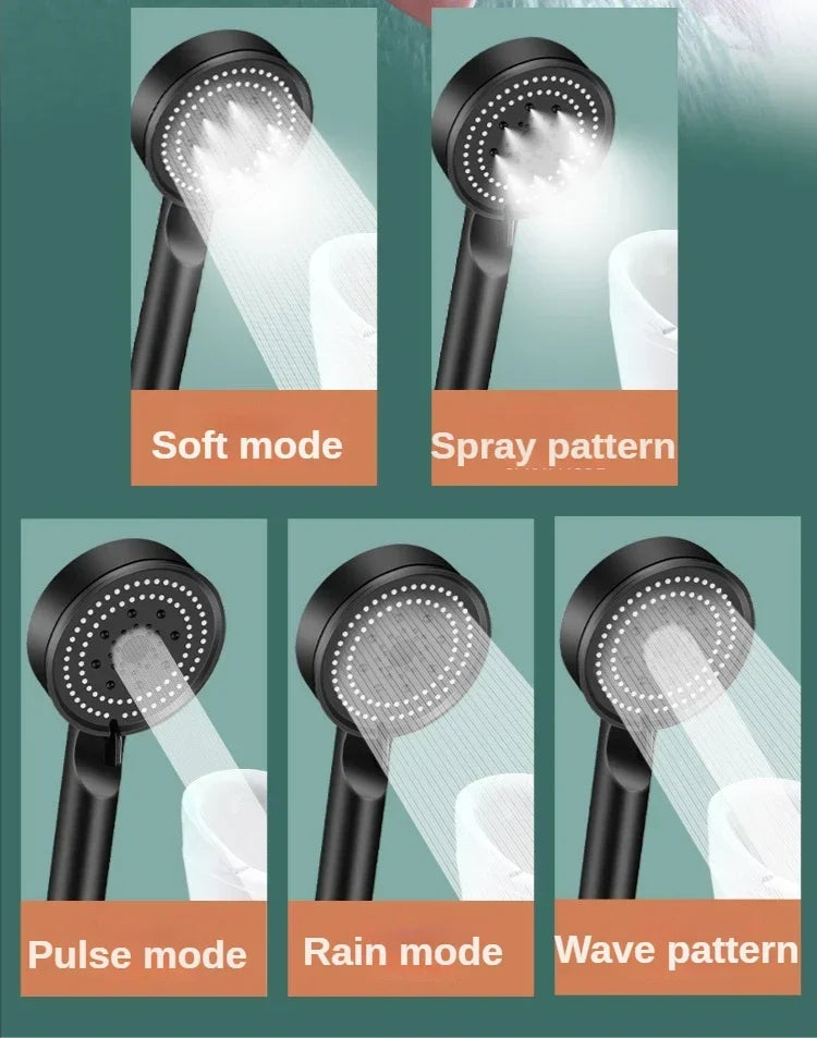 Shower Head Bathroom Sink Mixer Shower Phone 5modes for Bathroom High Pressure Water Saving Pressurized Spa Handheld Showers