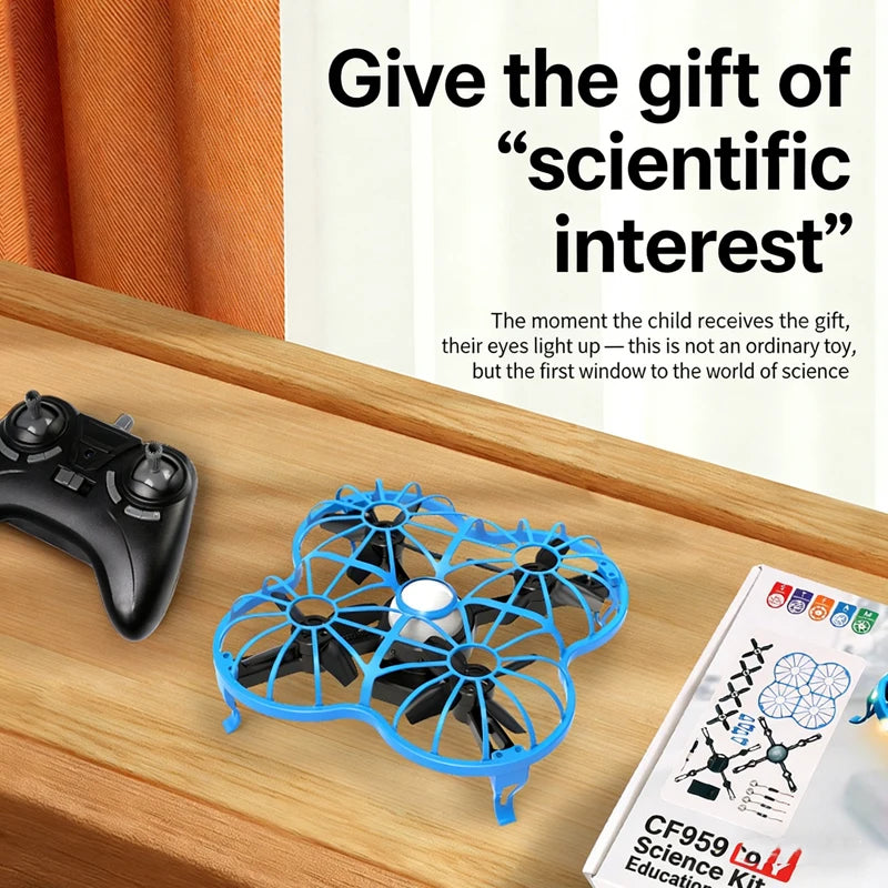 2.4G DIY Assembled Drone  Interactive Training Quadcopter D34  With Fixed Height Light For Science Education Toy Kids Gifts