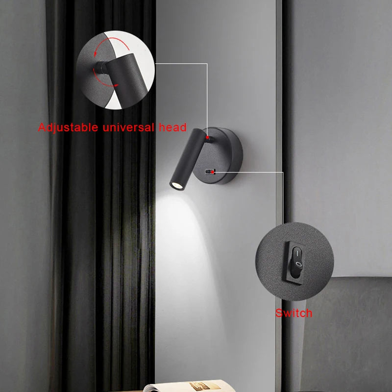 Switch Wall Lamp Modern LED Wall Light Simplicity Spotlights Indoor Lighting Room Decor For Living Room Bedroom Bedside Sconces
