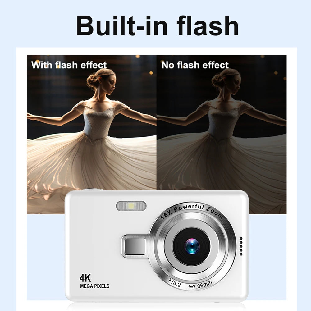 4K HD 1080P Digital Camera Anti-Shake Autofocus Vlogging Camera 2.4 Inch IPS Screen Photography Camera for Kids Adults Beginners