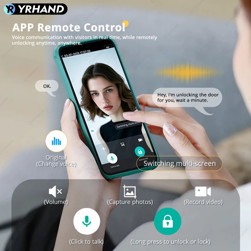 Smart Lock 3D Face Recognition Palm Vein Fingerprint WiFi APP Remote Control Video Intercom Auto Door Lock Digital Security