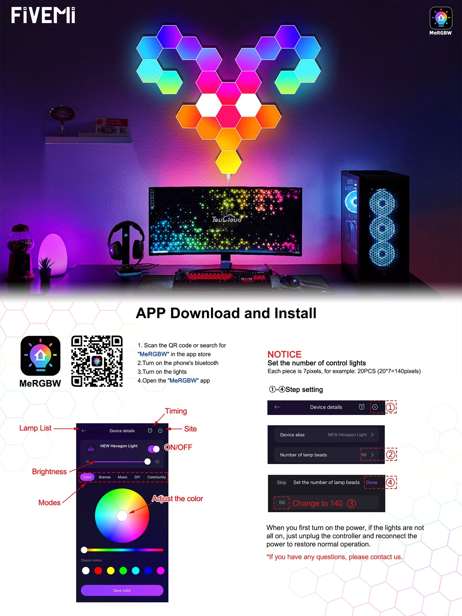 Smart LED Hexagonal Wall Lamp Quantum Panel Music Sync APP Control for Game Room Bedroom Living Room Decor Birthday Christm Gift