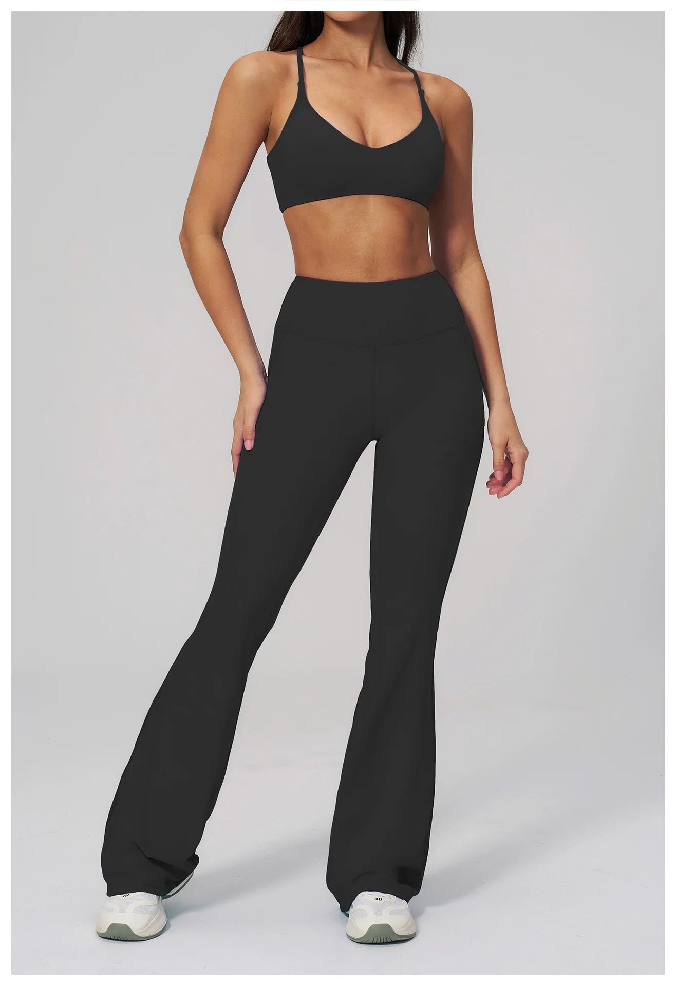 2PCS Flared Pants Yoga Set Women's Tracksuits Gym Fitness Outfits Sports Sets Female Shockproof Sports Bra Yoga Workout Clothes
