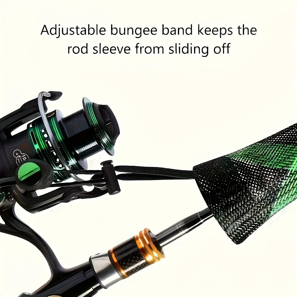 6PCS Fishing Rod Sleeves Your Fishing Rod And Enhance Your Casting Ability Woven Mesh Cover for Musky Ice Fly Spey Fishing Rods