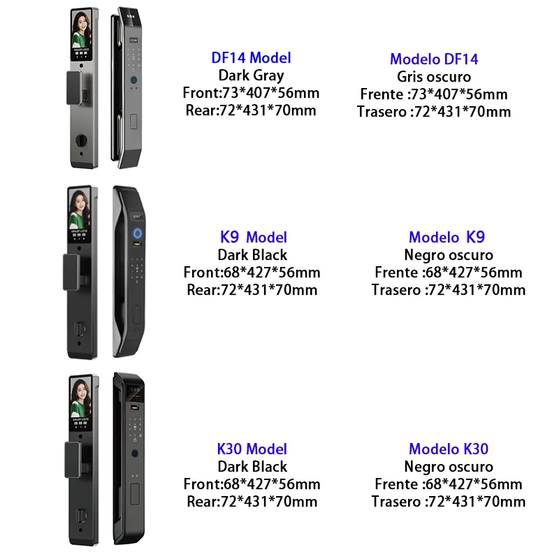 3D Face Recognition Unlock Digital Door Lock With Camera FIngerprint Password Unlock Keyless Electronic Door Lock