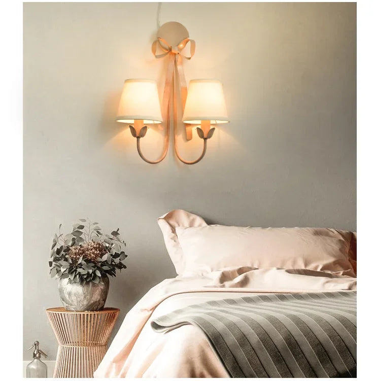 2025 Modern Simple Light Luxury E14 Bowknot Wall Lamp Living Room Bedroom Girl Princess Children Room Lights