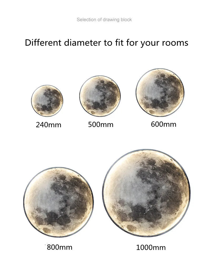 Modern Moon 3D Mural Wall Lamp Realistic LED Light Home Accessories Bedroom, Living Room Ceiling Lamp with Remote Control Decor