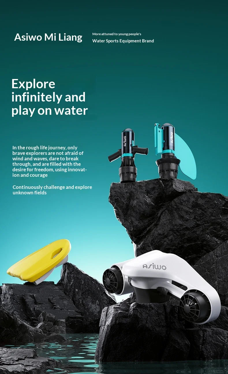 Underwater Scooter 1100W Sea Scooter with 3-Speed Dual Mode 10ft/s Max 80-Min Runtime 164ft Depth for Diving Snorkeling SUP