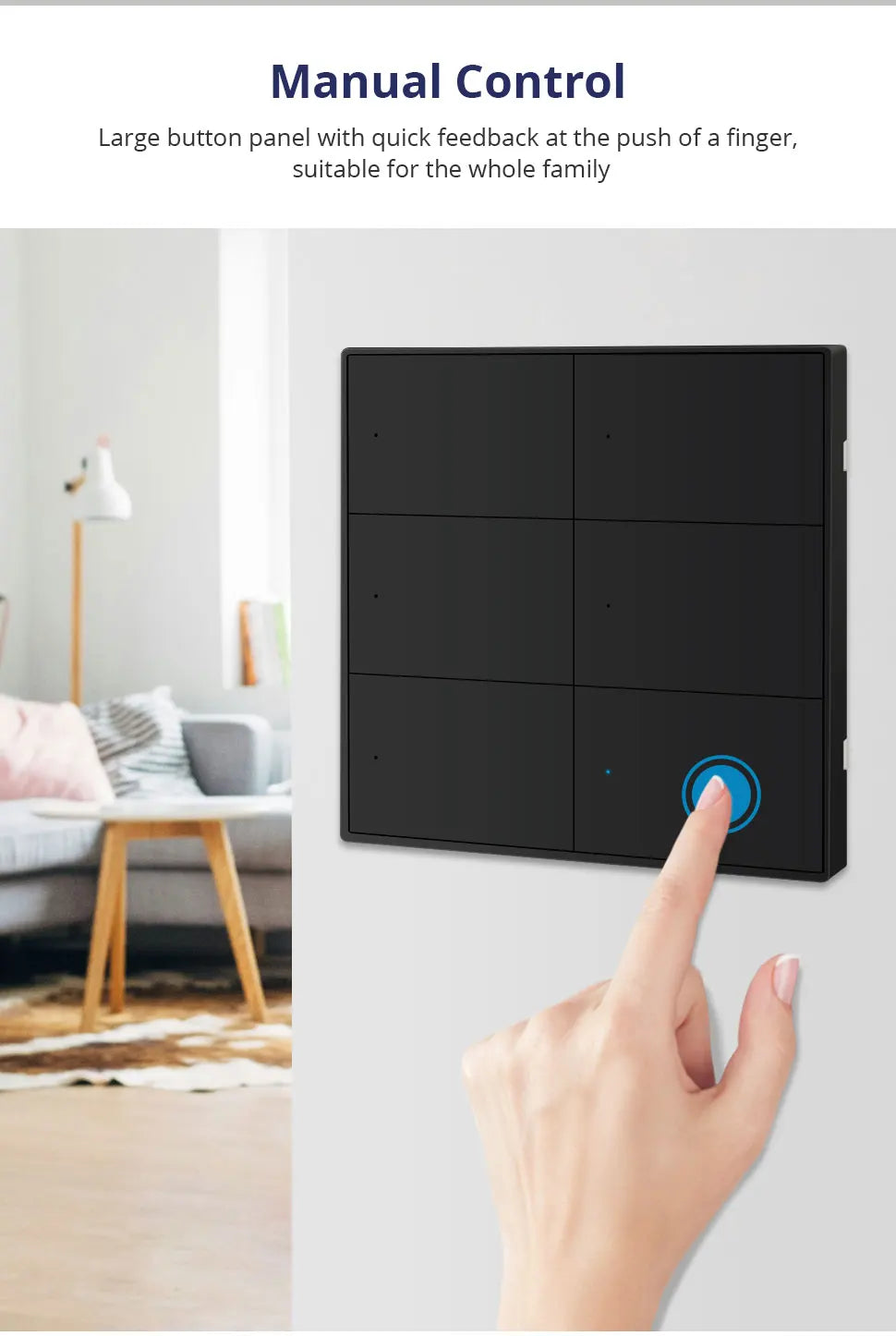 Matter Over WiFi US Smart Wall Light Switch 1 2 3 4 6 Gangs with Black Button Neutral Required Homekit SmartThings App Control