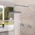 JIENI 8 Inch Brushed Gold Rainfall Shower Faucet Sets Wall Mounted Bathroom Round & Square Head 2 Handles Control Mixer Shower