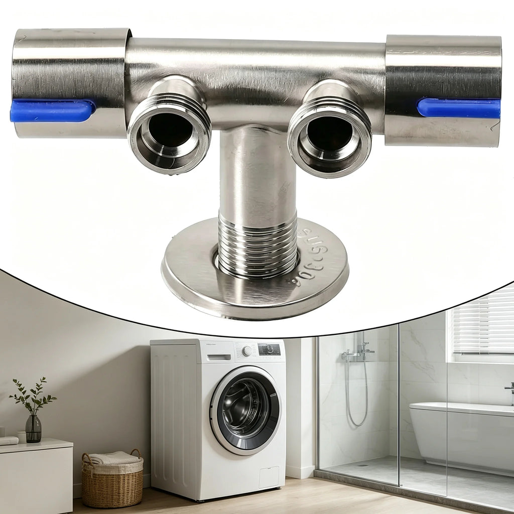 Double Handle Stainless Steel Cold Water Faucet Bathroom Washing Machine Faucet