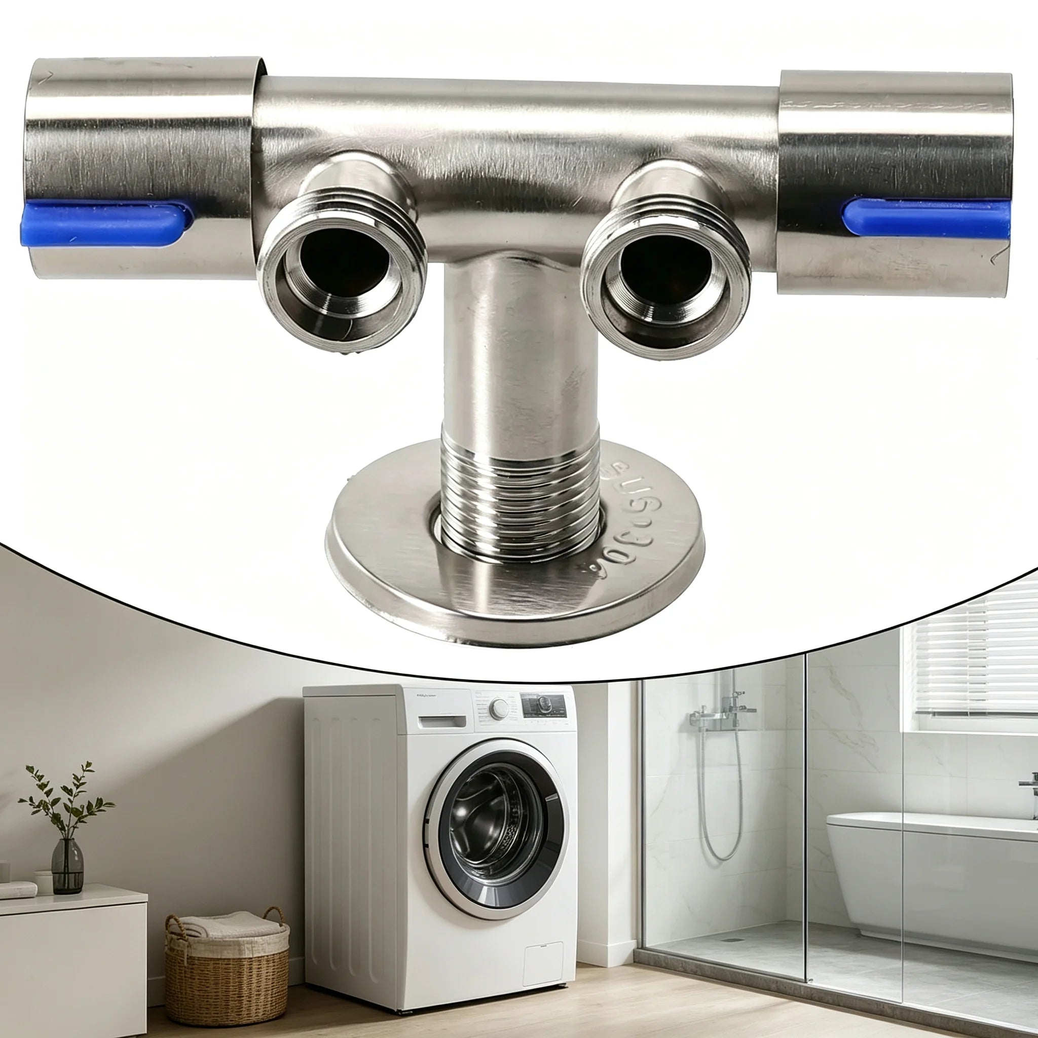 Double Handle Stainless Steel Cold Water Faucet Bathroom Washing Machine Faucet