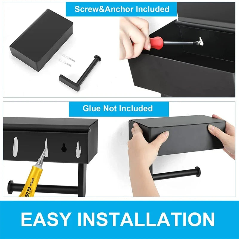 Wall Mount Toilet Paper Holder Bathroom Tissue Accessories Rack Holders Self Adhesive Punch Free Kitchen Roll Paper Accessory