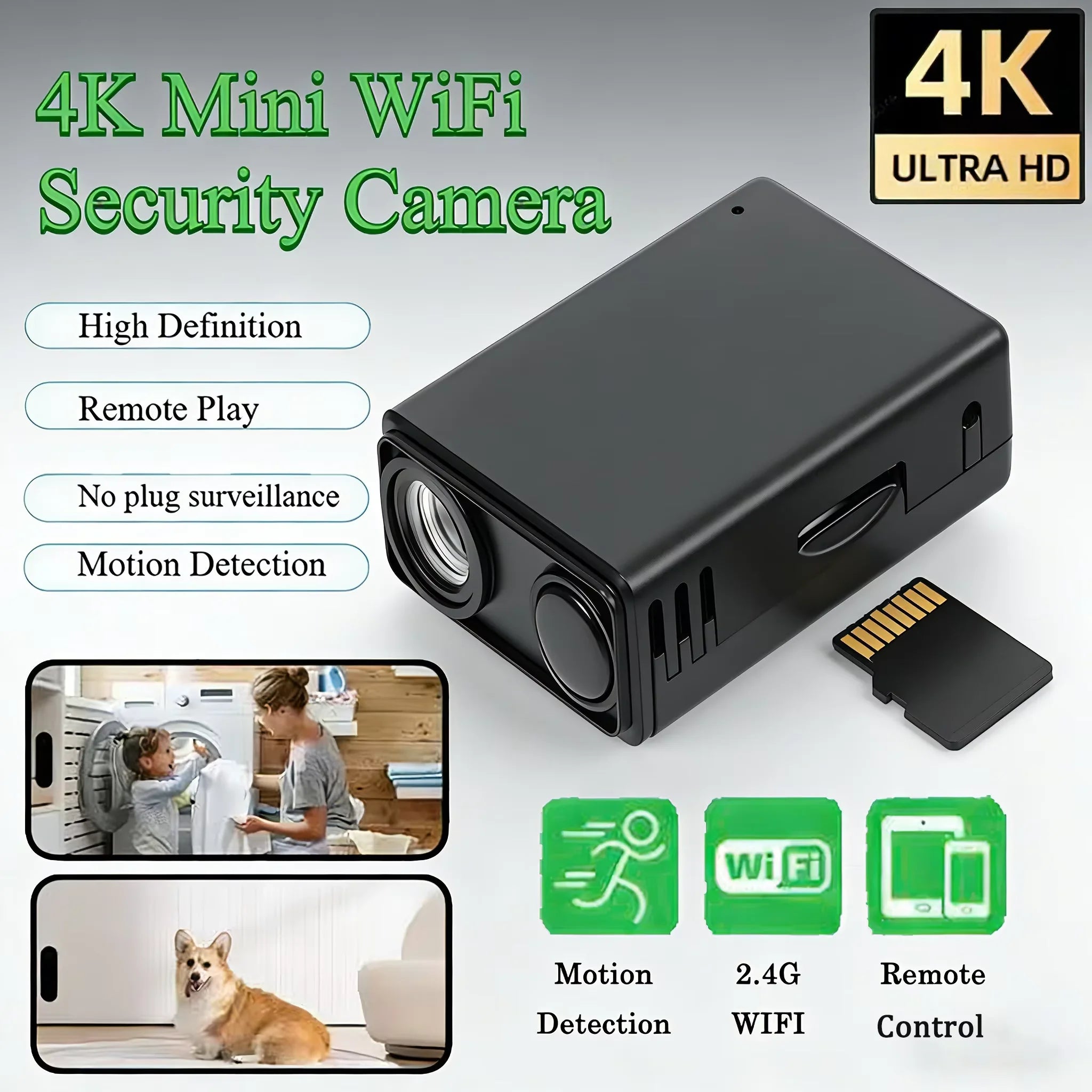 4K Security Camera WiFi Wireless Monitor Remote Motion Detecting Camcorders Security Protection Indoor Surveillance 2026