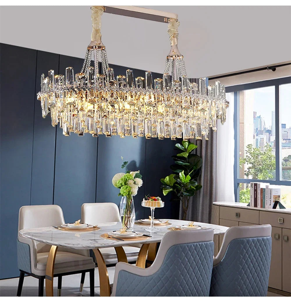 Modern Luxury Led Lights Clear Crystal Chandeliers for Living Room Villa Bedroom Dining Room Art Home Decoration Pendant Lamps
