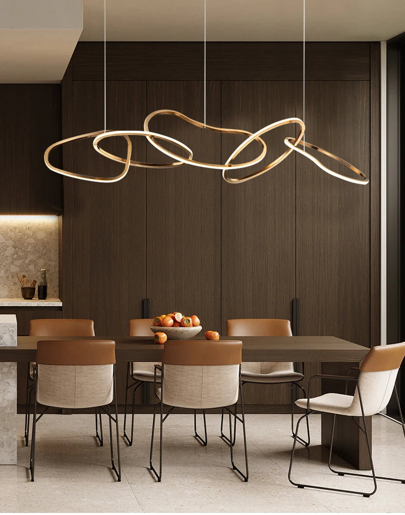 Postmodern Luxury led hanging lamp Minimalist art Personality Chandelier for Living Dining room Iron LED ring chandelier Light
