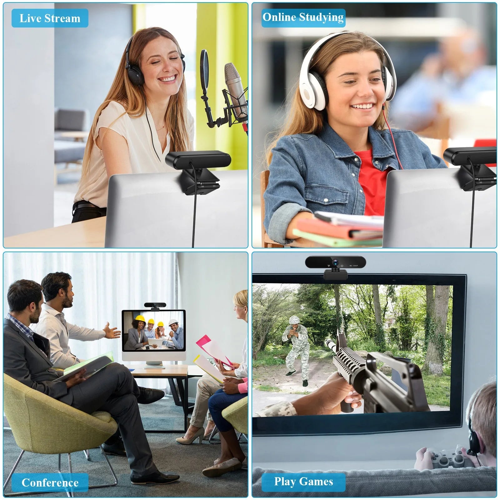 Full HD 4K Computer Web Camera 2K 1080P USB 3.0 Plug Webcam for Youtube Skyper Facebook Ins Online Video Chat Mircophone 30fps