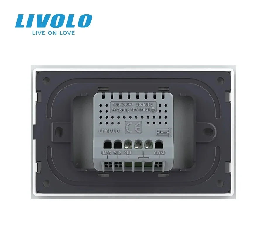 New Livolo US/AU Fashion Electrical Touch Screen Switches 1 Gang 2 Way Wall Light Switch Tempered Crystal Glass Panel,110V-240V