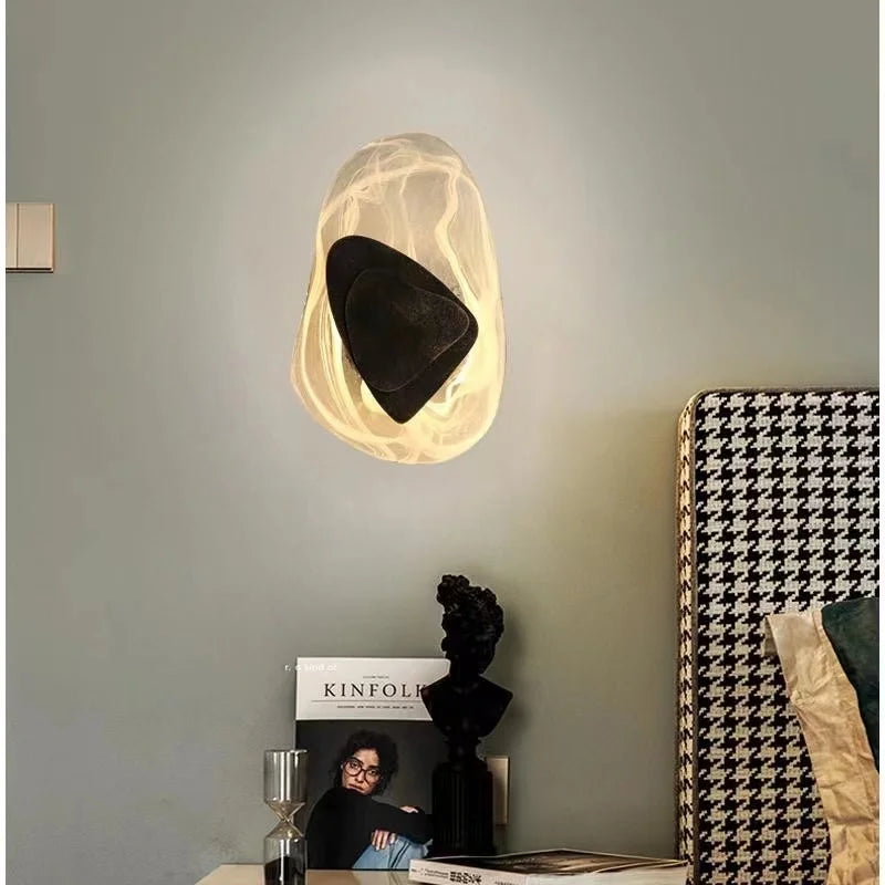 Nordic Modern Light Luxury Marble Wall Lamp Bedroom Background Led Lighting Decoration Creativity Mirror Aisle Sconce Indoor
